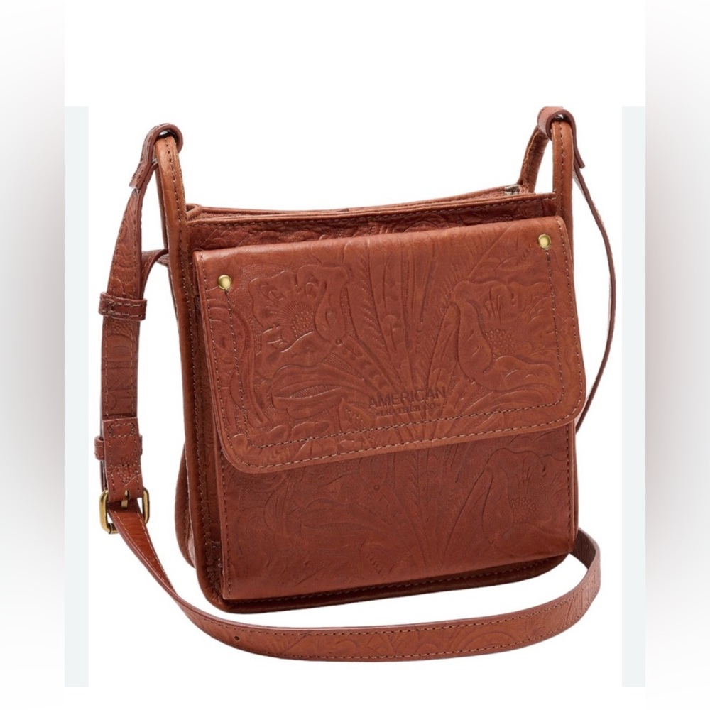 American Leather Co. Brown Embossed Crossbody Bag